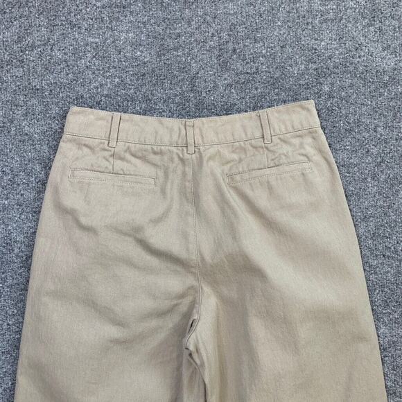 6397 Pants Women 0 Stone Cotton Wide Leg Pleated Front Zip Fly High Rise Trouser - Picture 9 of 13